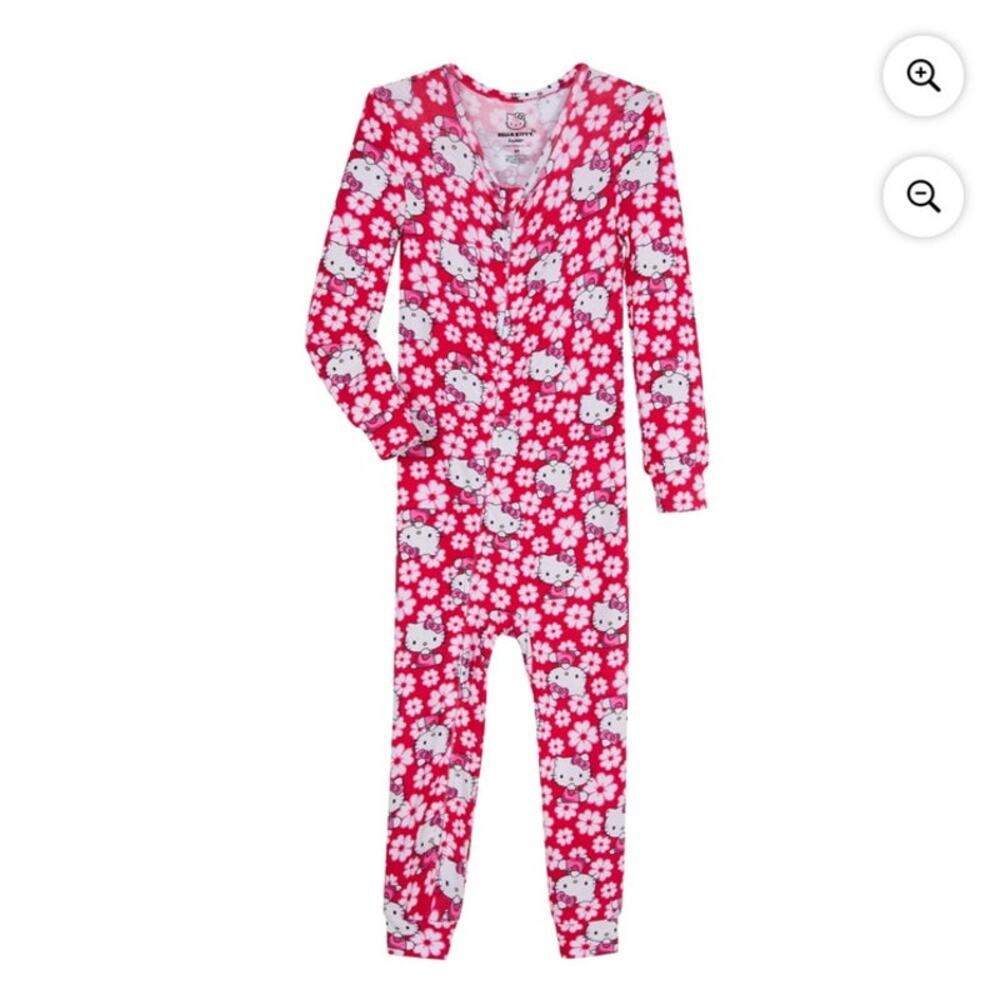 Hello Kitty Toddlers' One-Piece Sleeper, Size 3T Pink Allover Print NWT